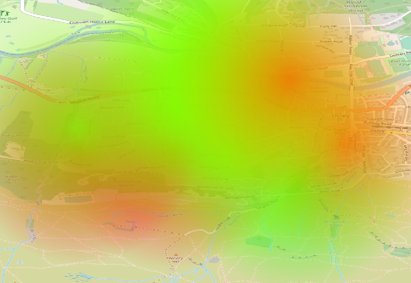 Digital heatmap showing signal quality